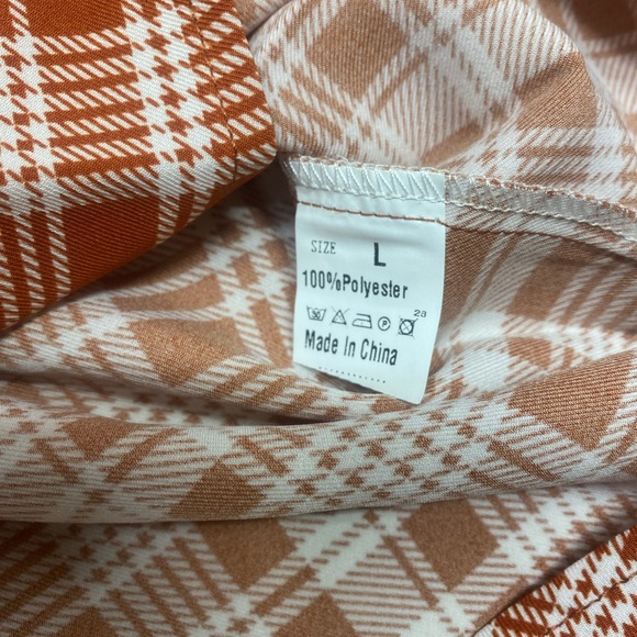 Rust and White Plaid Oversized Button Down Shirt - Picture 4 of 7